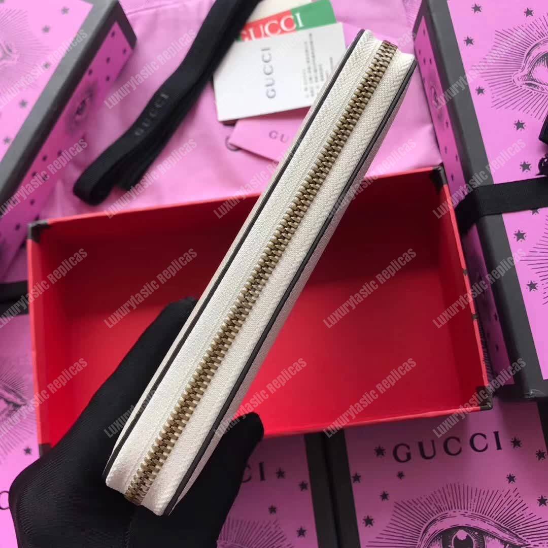 G*u*i print leather zip around wallet white