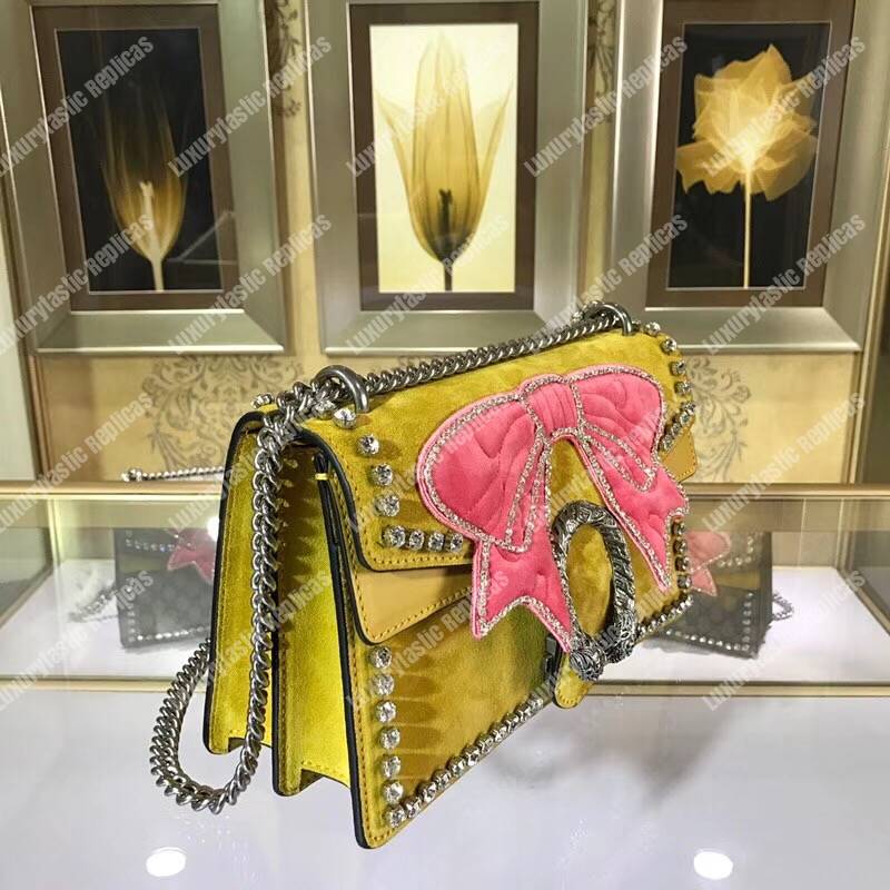 G*u*i dionysus crystal and bow small shoulder bag yellow