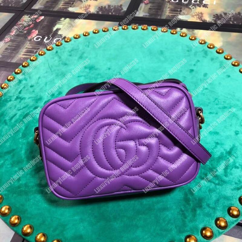 G*u*i gg marmont matelassé mini bag purple