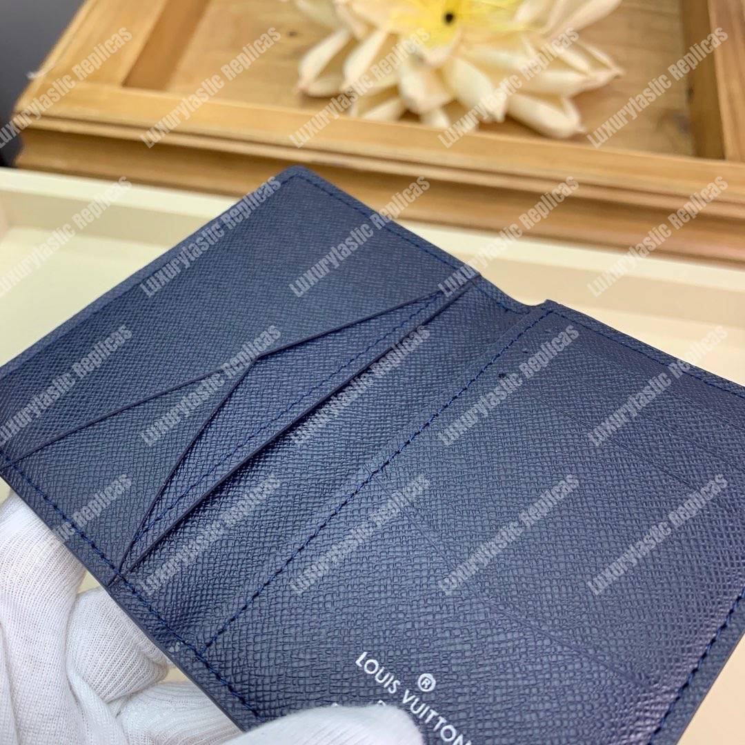 LV Pocket Organizer Epi Leather Marine Bleu Initals