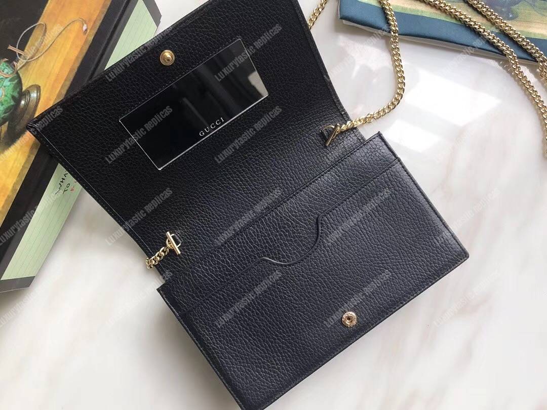 G*u*i gg marmont leather mini chain flap bag black