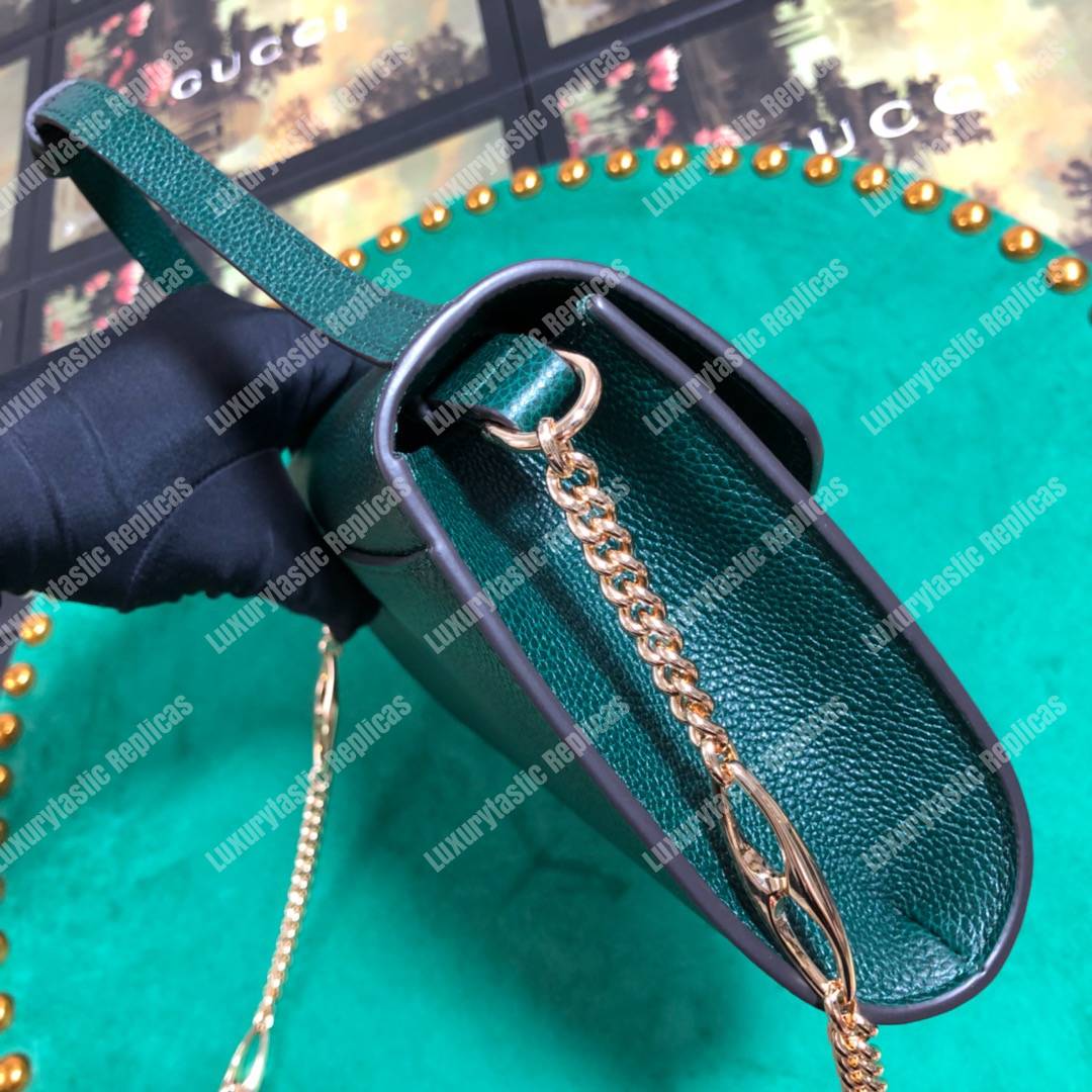 G*u*i zumi dark green smooth leather small shoulder bag