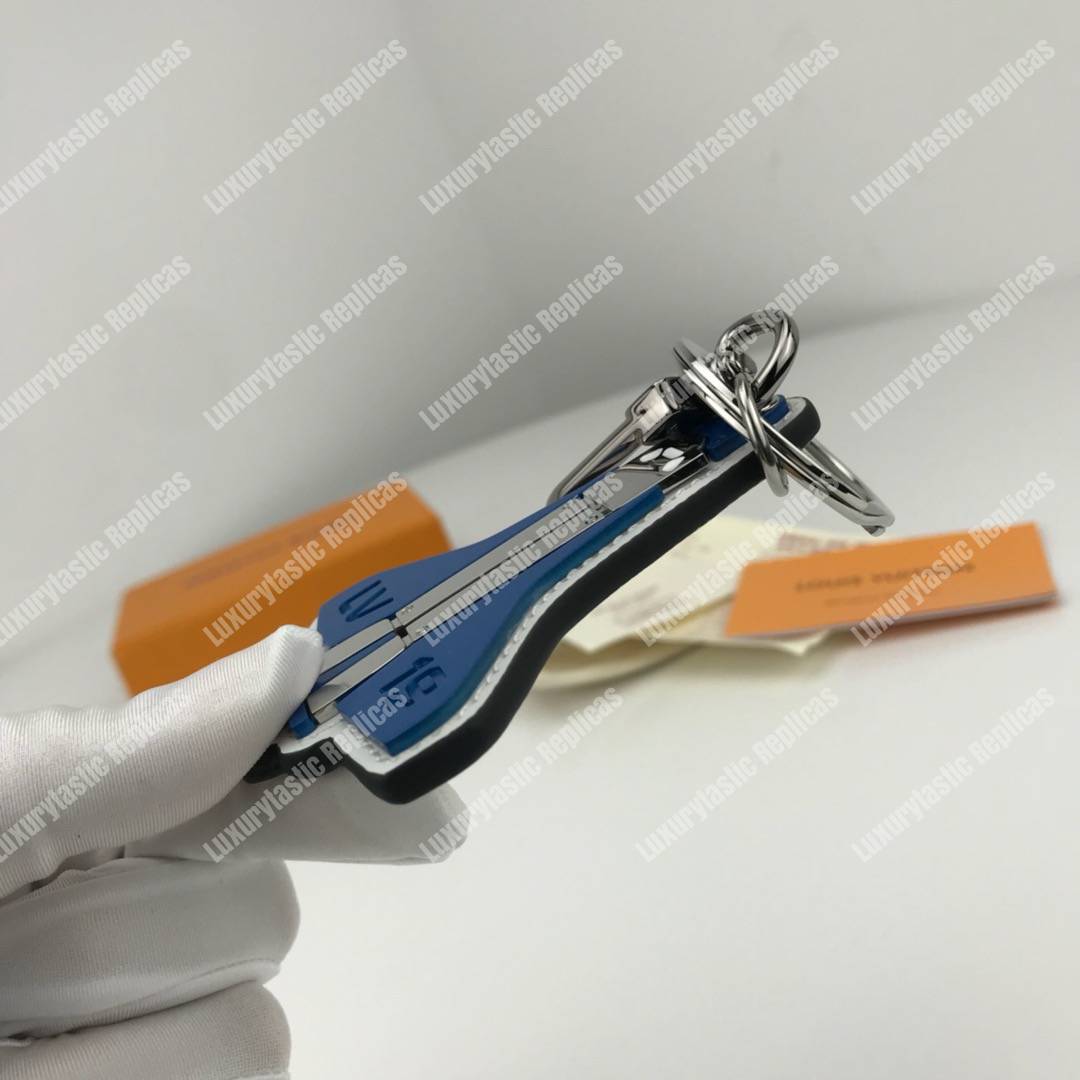 LV Metal Rocket Bag Charm and Key Holder Blue