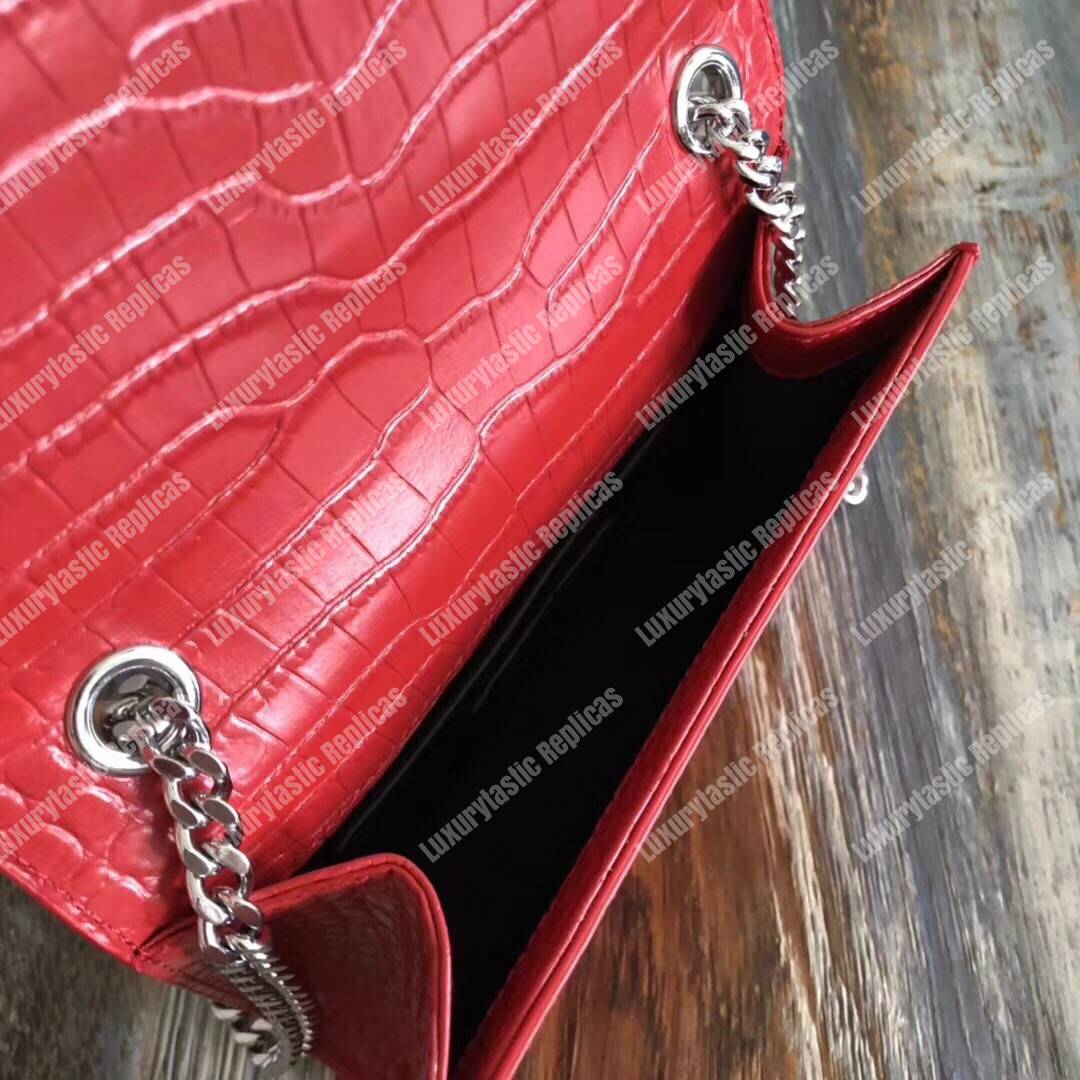 Saint Laurent Classic Small Kate Monogram Red Crocodile