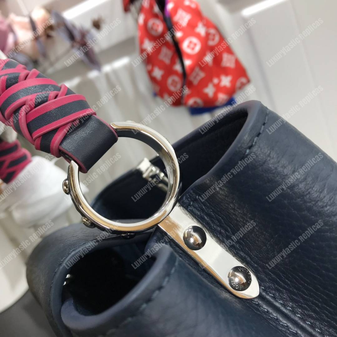 LV Capucine BB Handbag Taurillon Leather Celeste/Pivoine