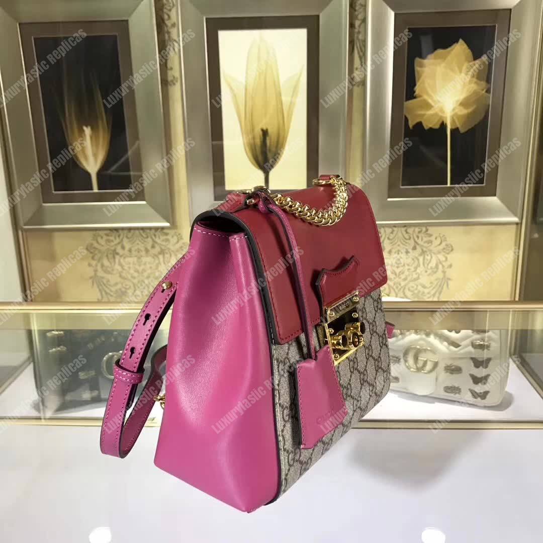 G*u*i padlock gg sup*e backpack red/pink