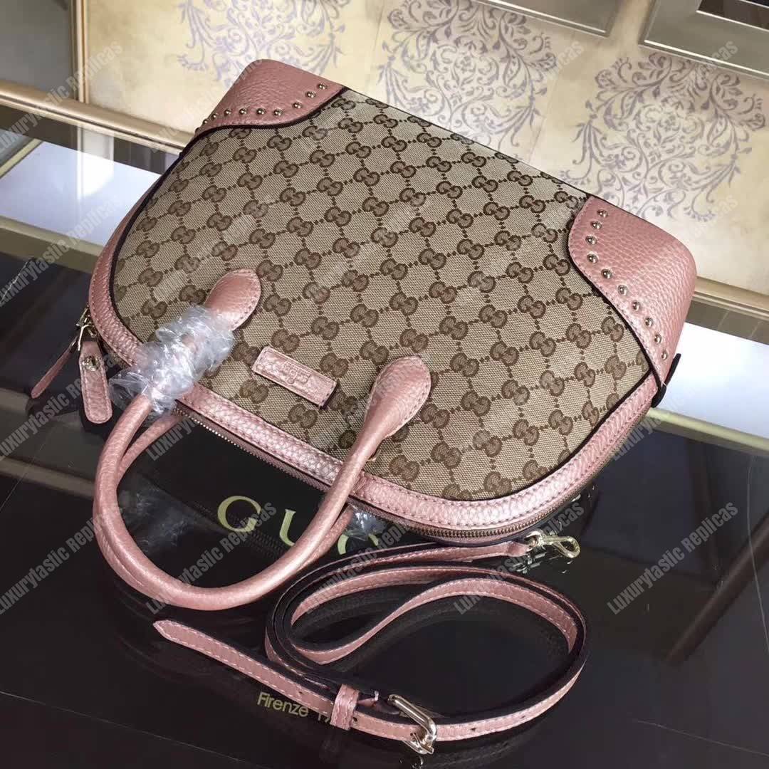 G*u*i gg canvas top handle bag light pink