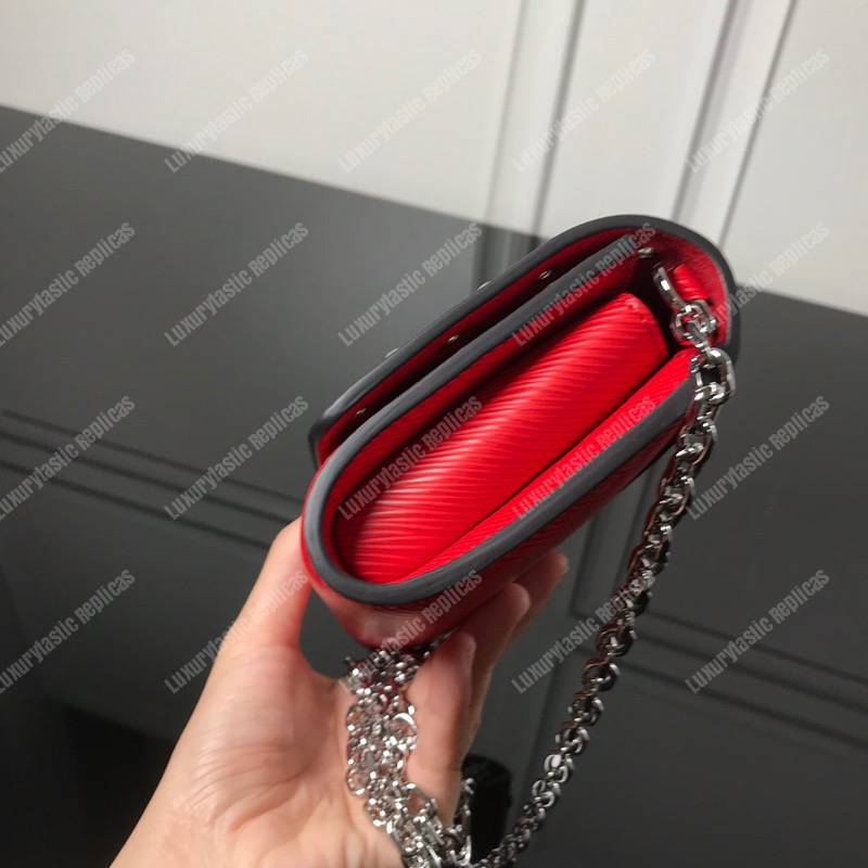 LV Twist Chain Wallet Epi Leather Red