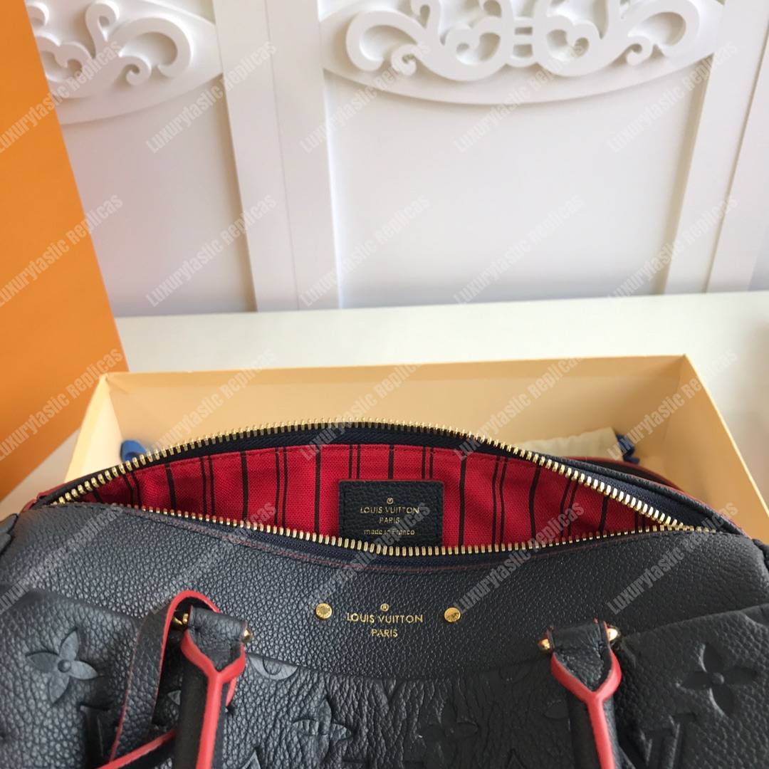 LV Speedy Bandouliere 25 Monogram Empreinte Leather Marine Rouge