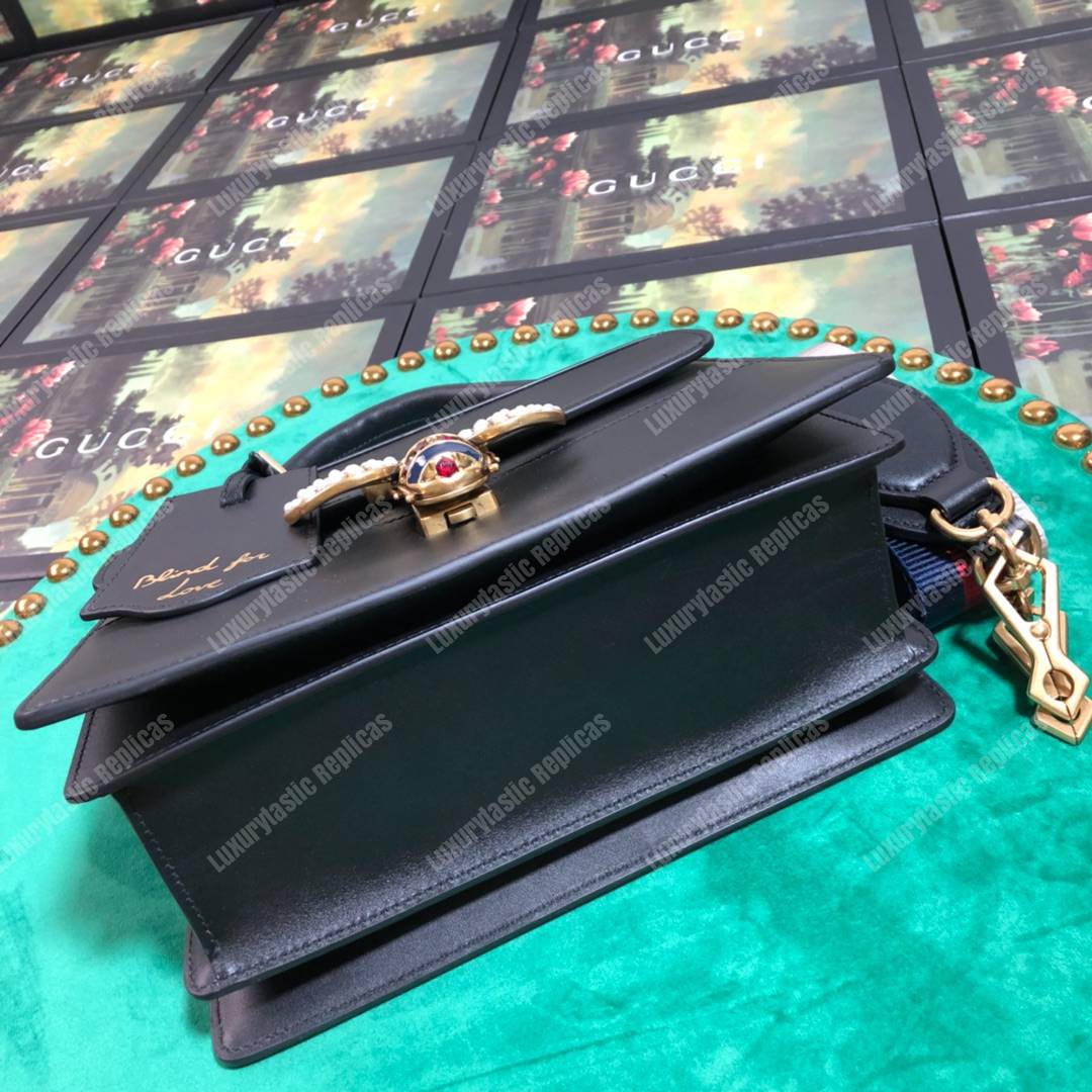 G*u*i queen margaret leather top handle bag black