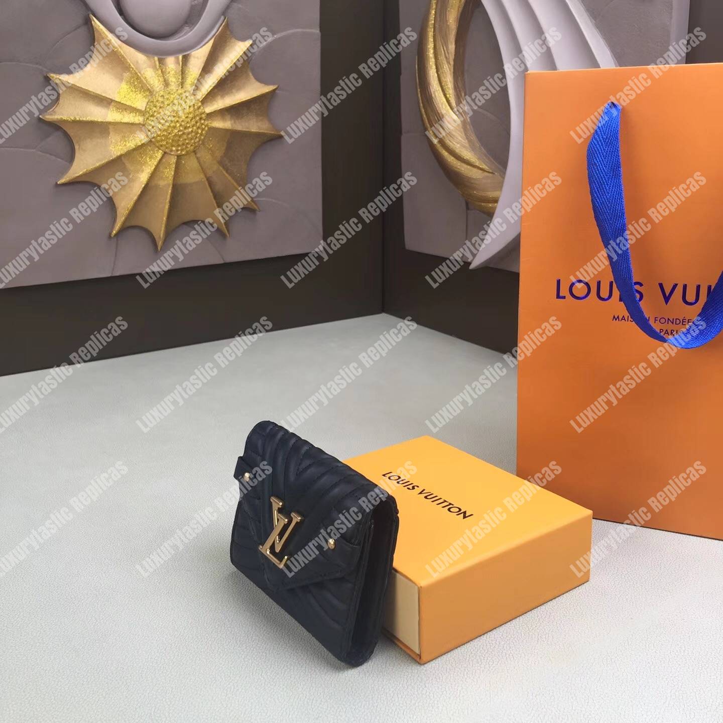 LV New Wave Compact Wallet Black