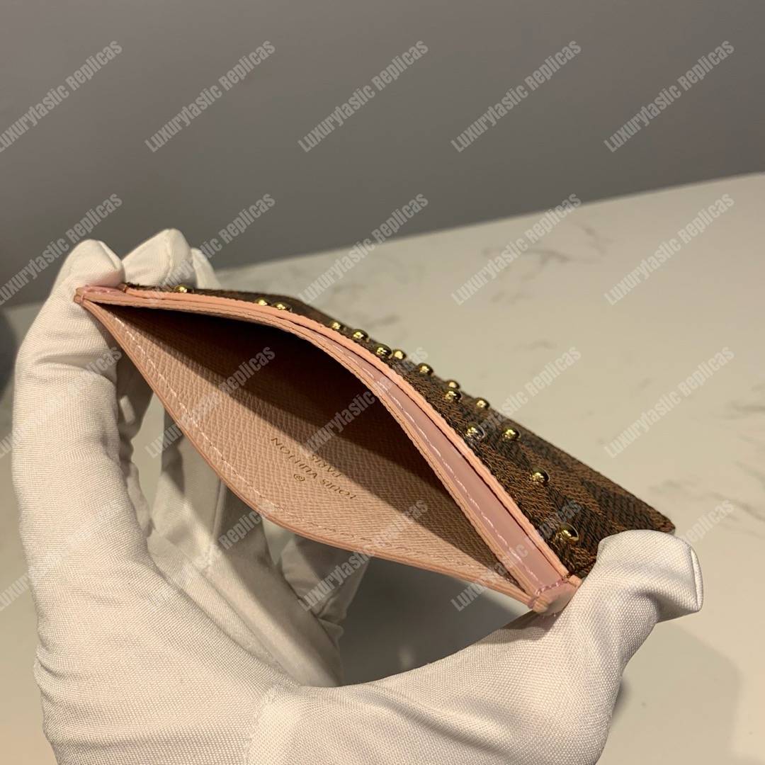 LV Card Holder Damier Ebene Rose Ballerine Pink
