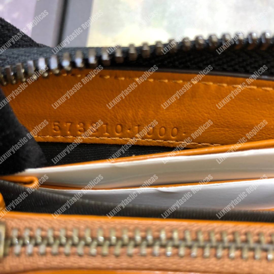 G*u*i gg marmont zip around wallet cognac matelassé