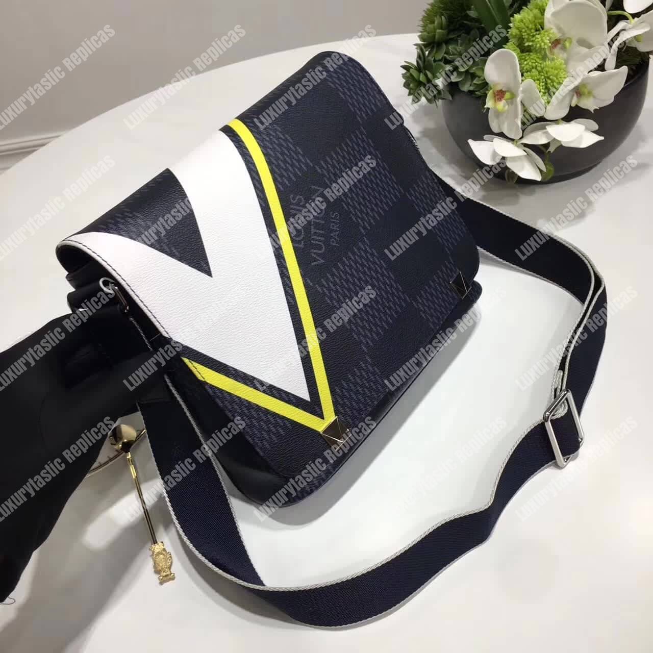 LV District PM Messenger Bag Damier Cobalt Canvas Yellow