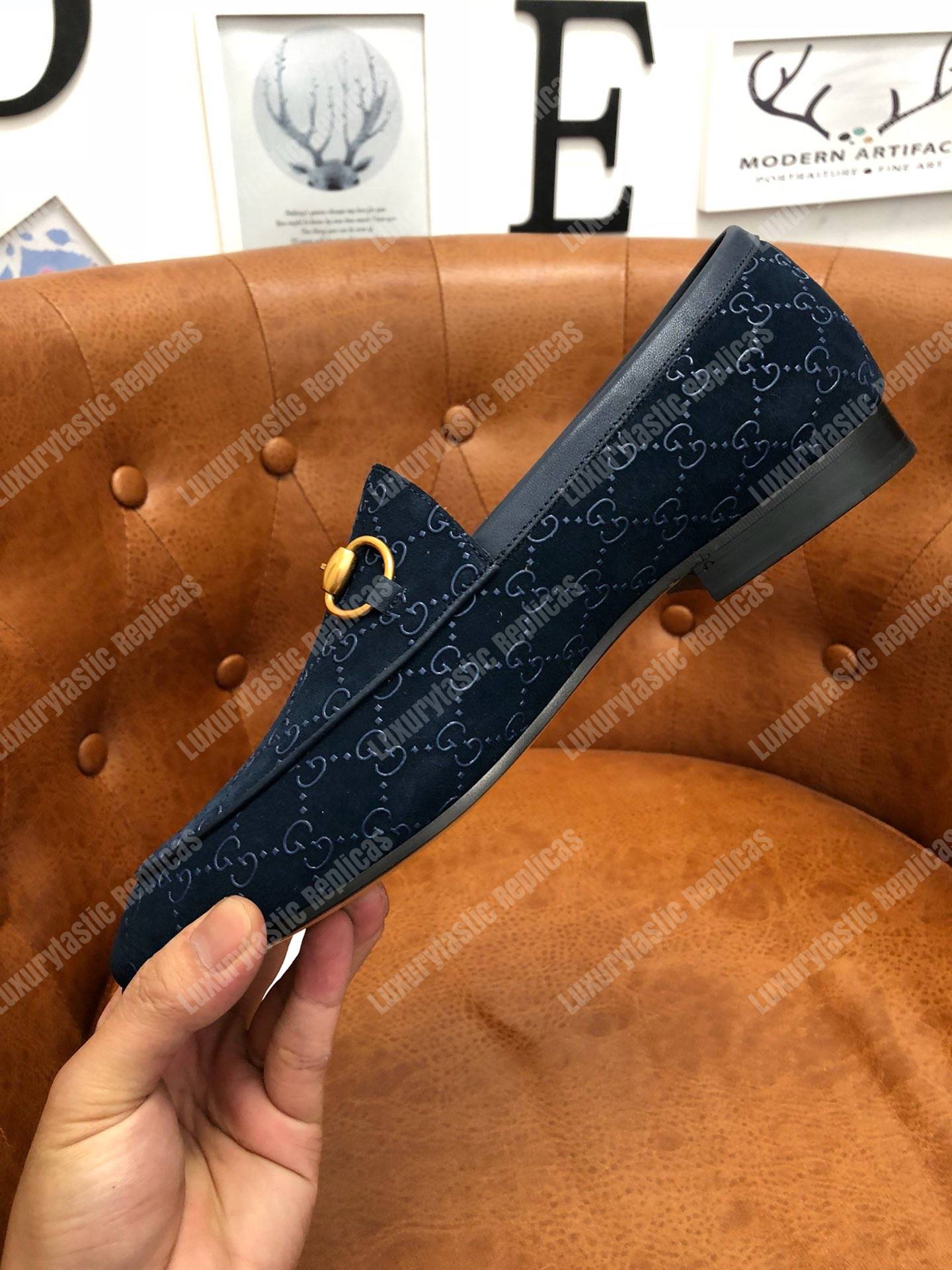 G*u*i jordaan gg velvet loafer blue