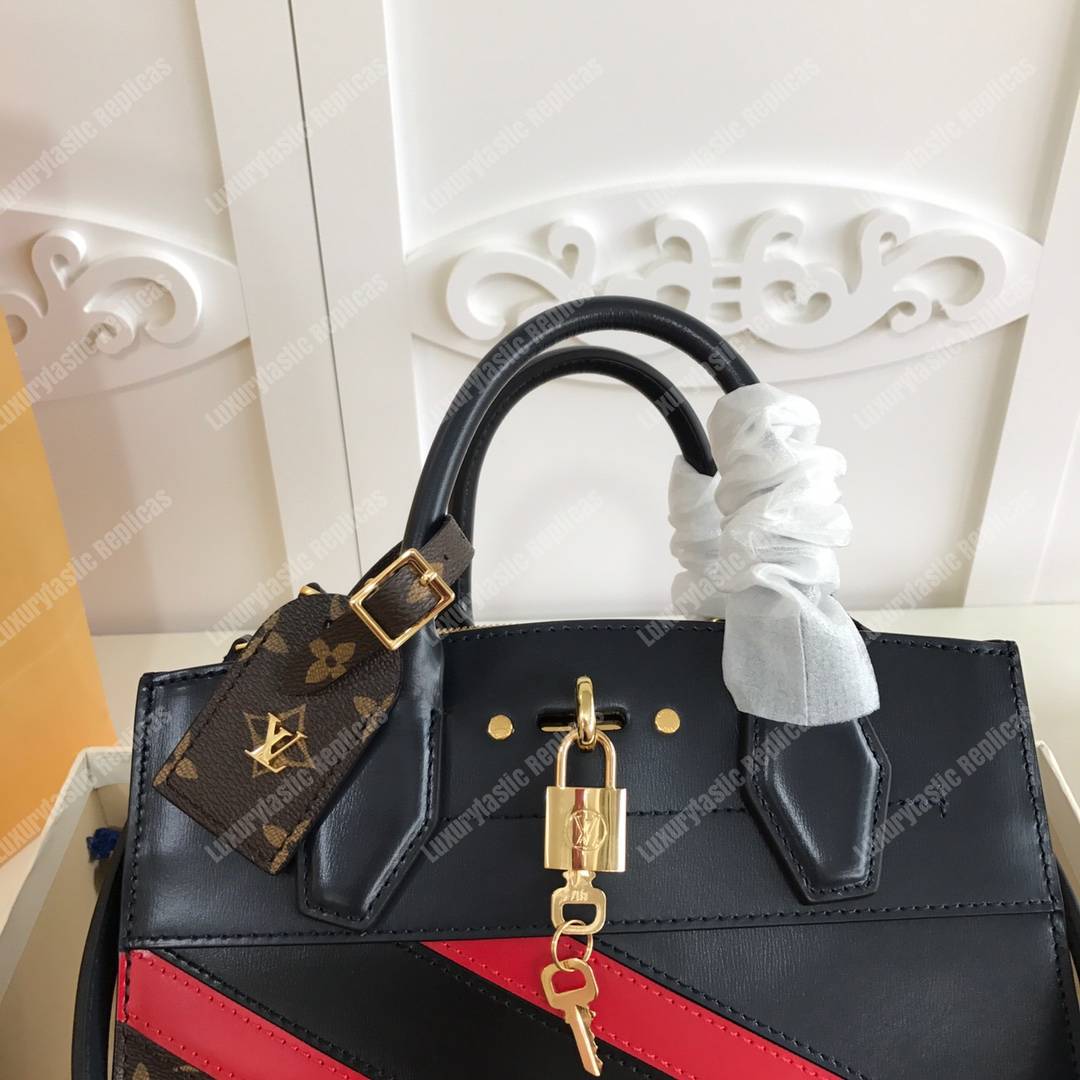 LV City Steamer PM Navy Blue / Red / Black