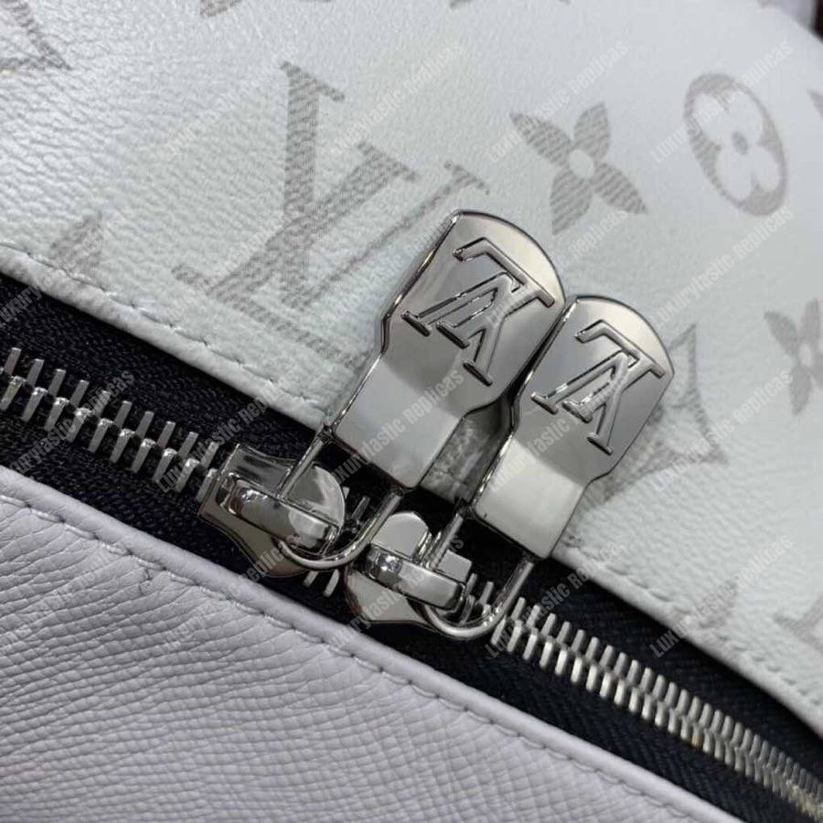 LV Discovery Backpack PM Taiga Leather Monogram White