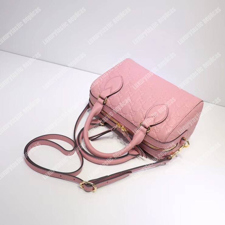 G*u*i signature small top handle bag light pink