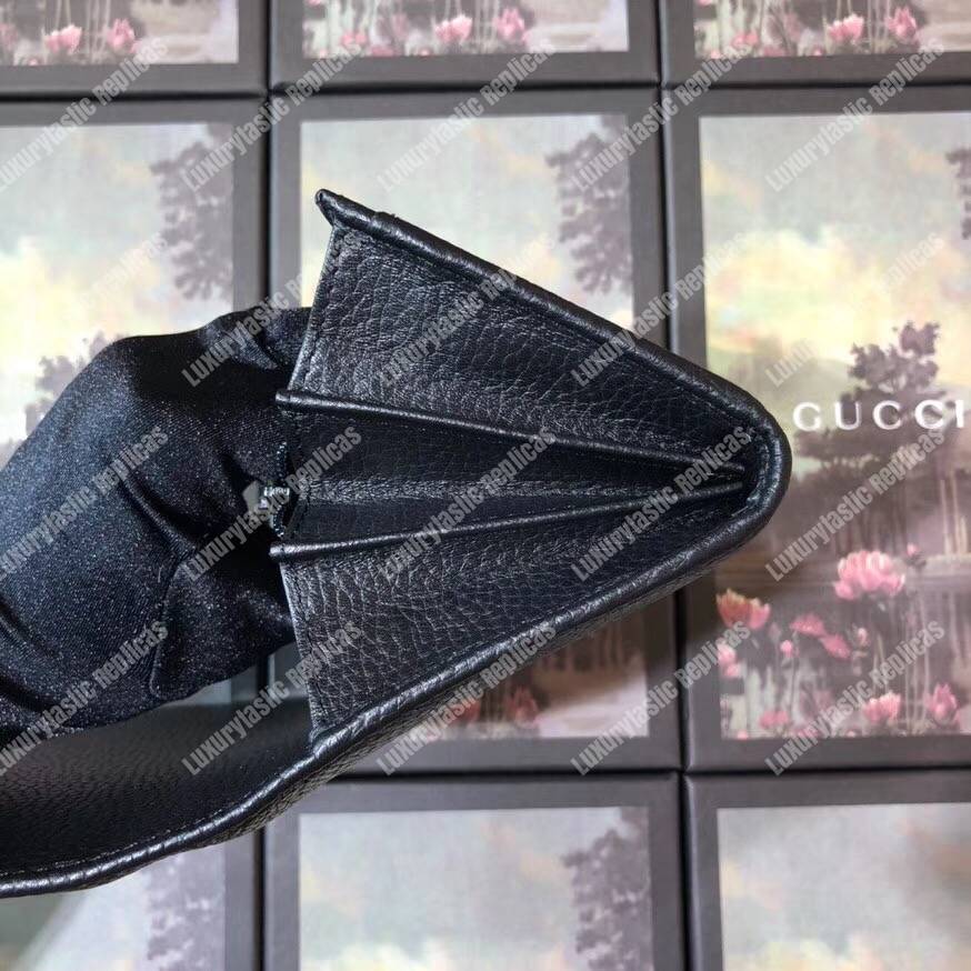 G*u*i garden leather continental wallet black with butterfly