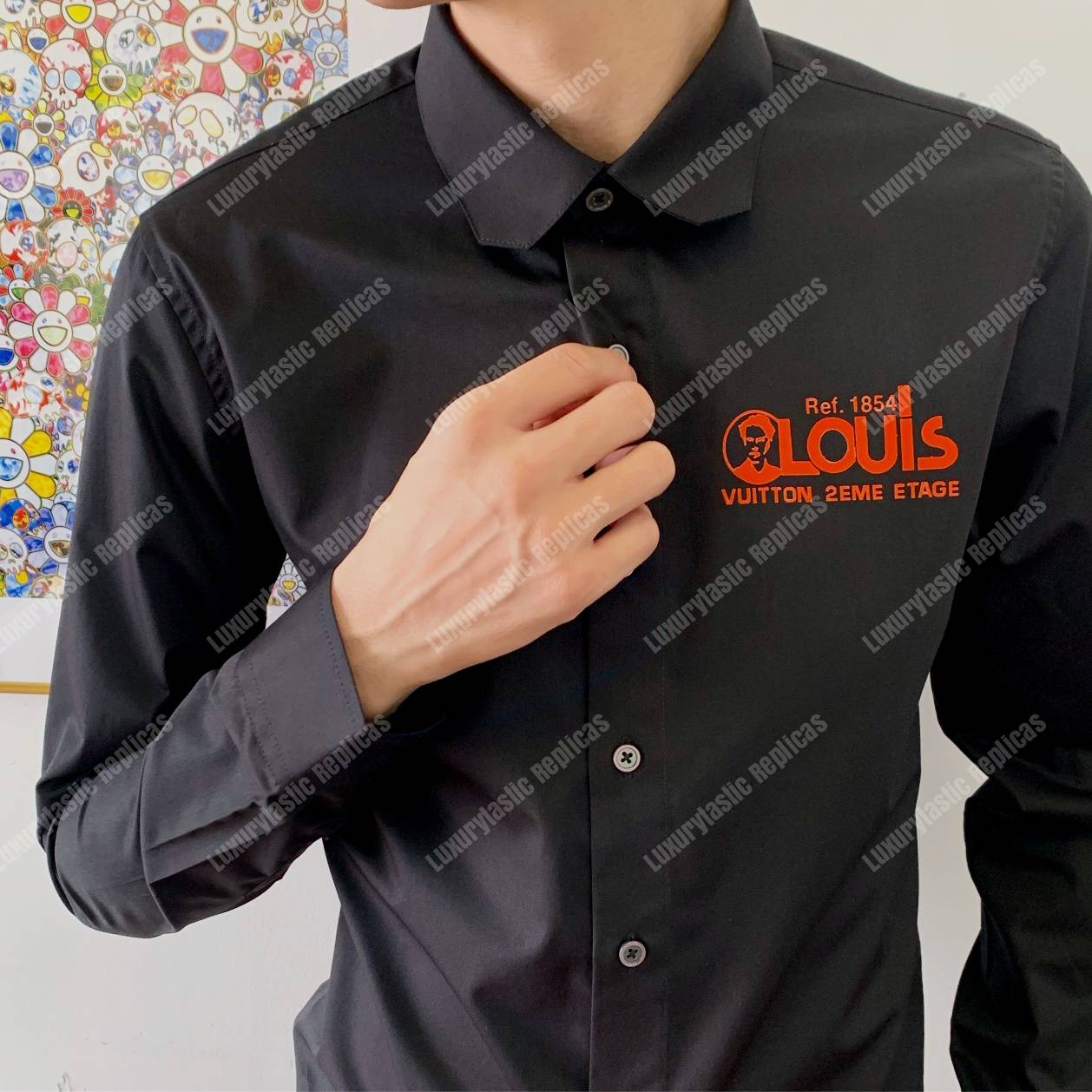 LV Print Regular Shirt Black