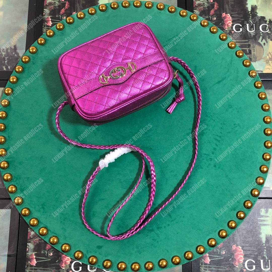 G*u*i mini laminated leather bag purple