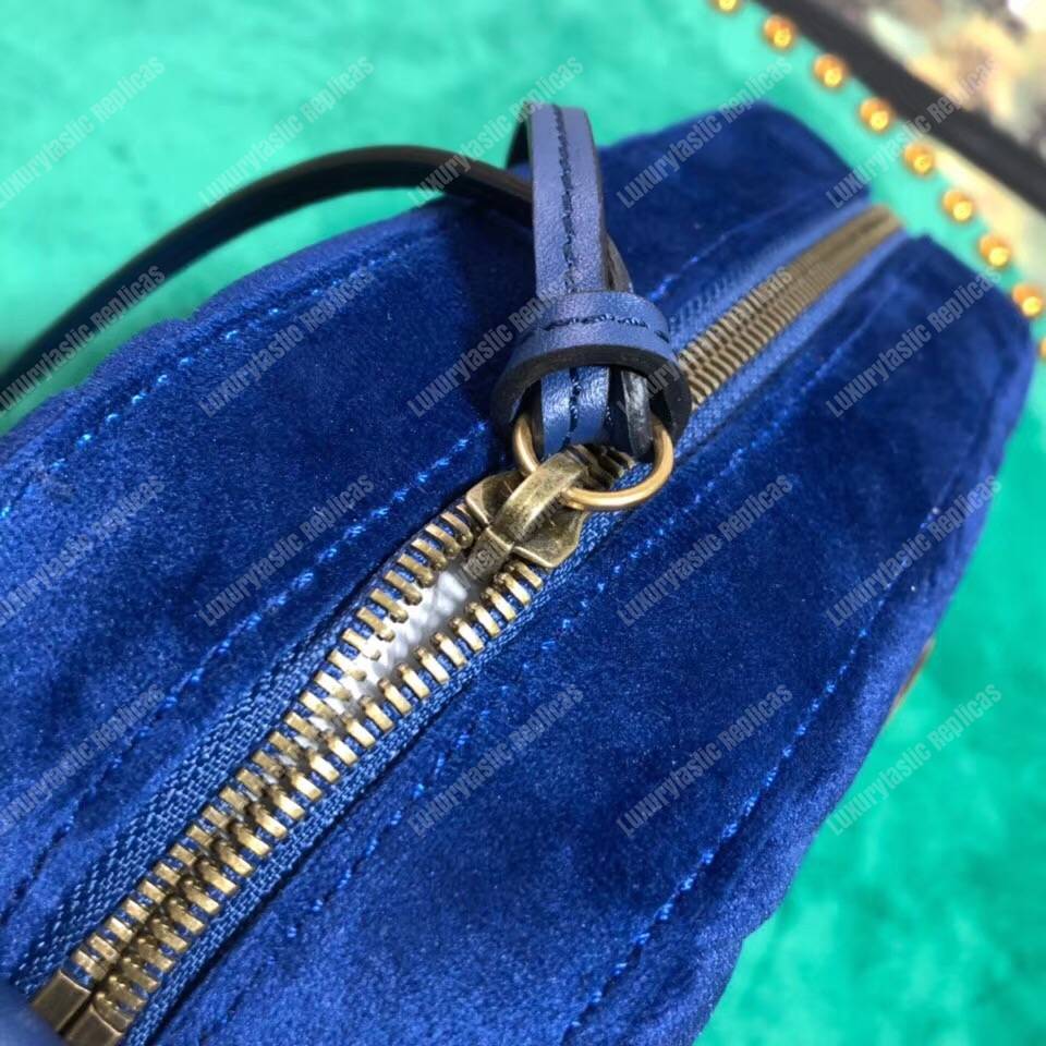 G*u*i gg marmont velvet small shoulder bag blue