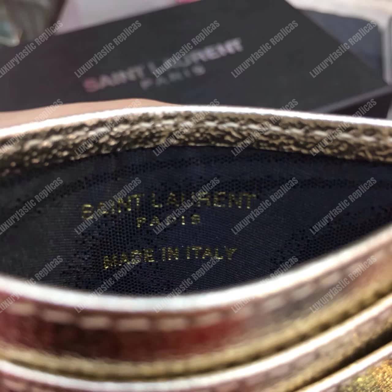 Saint Laurent Monogram Card Case Glitter Gold
