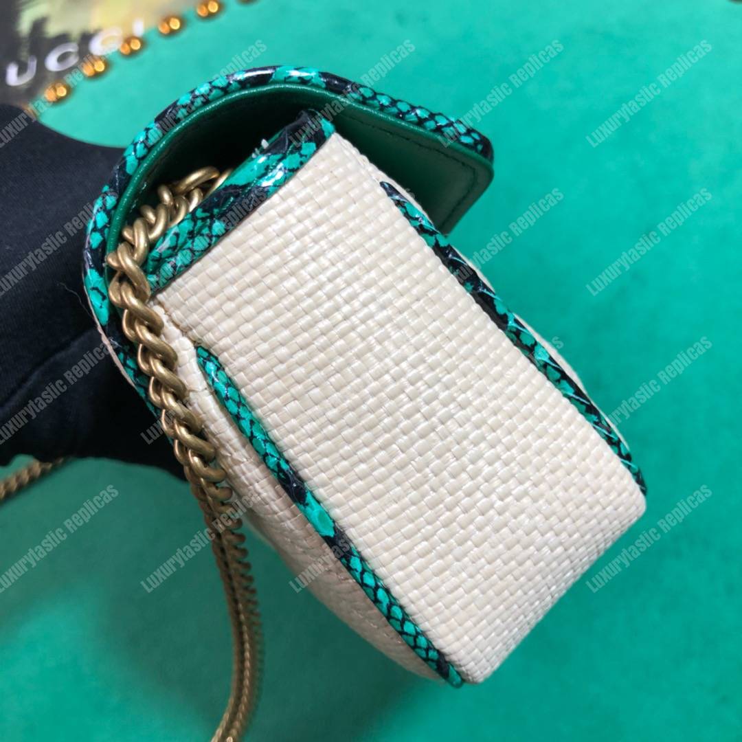 G*u*i gg marmont matelassé super mini bag green snakeskin trim
