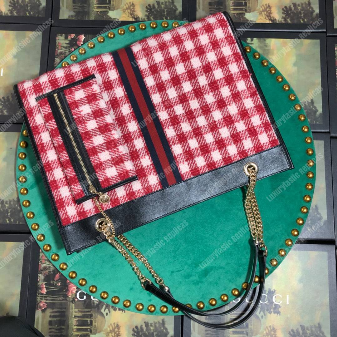 G*u*i rajah tweed large totoe white/red