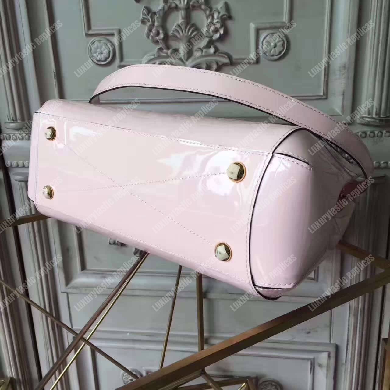 LV Montaigne MM Tote Bag Monogram Vernis Rose Ballerine