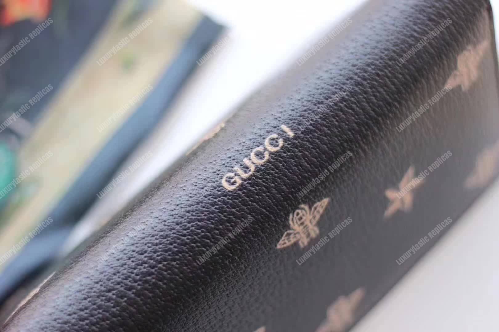 G*u*i bee star leather zip around wallet black