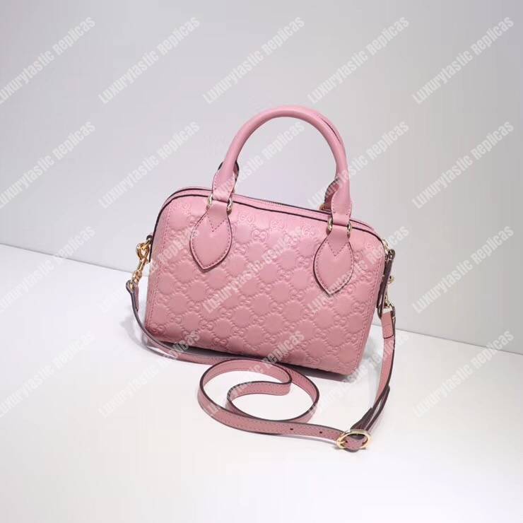 G*u*i signature small top handle bag light pink