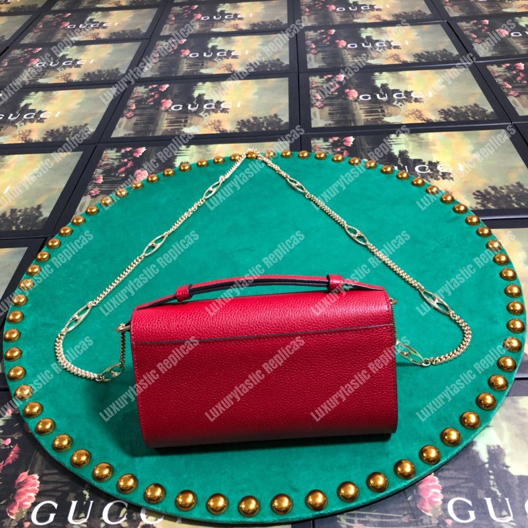 G*u*i zumi hibiscus red smooth leather mini bag