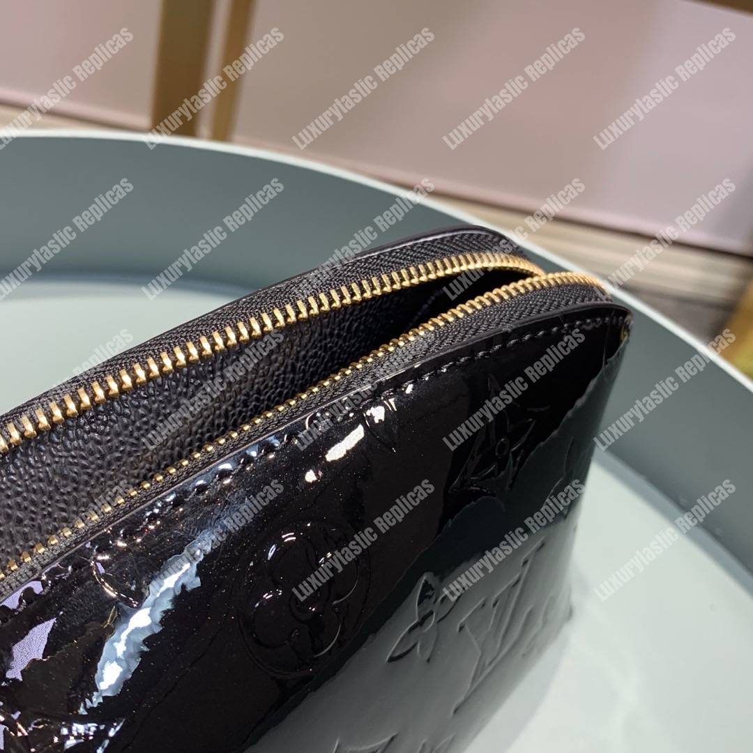 LV Cosmetic Pouch Vernis Leather Monogram Canvas Noir