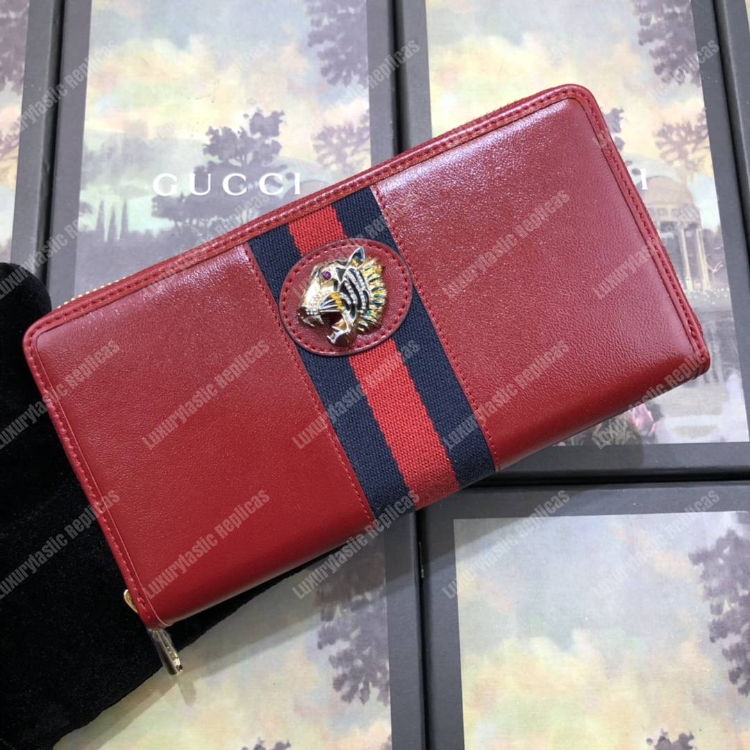 G*u*i rajah zip around wallet leather red