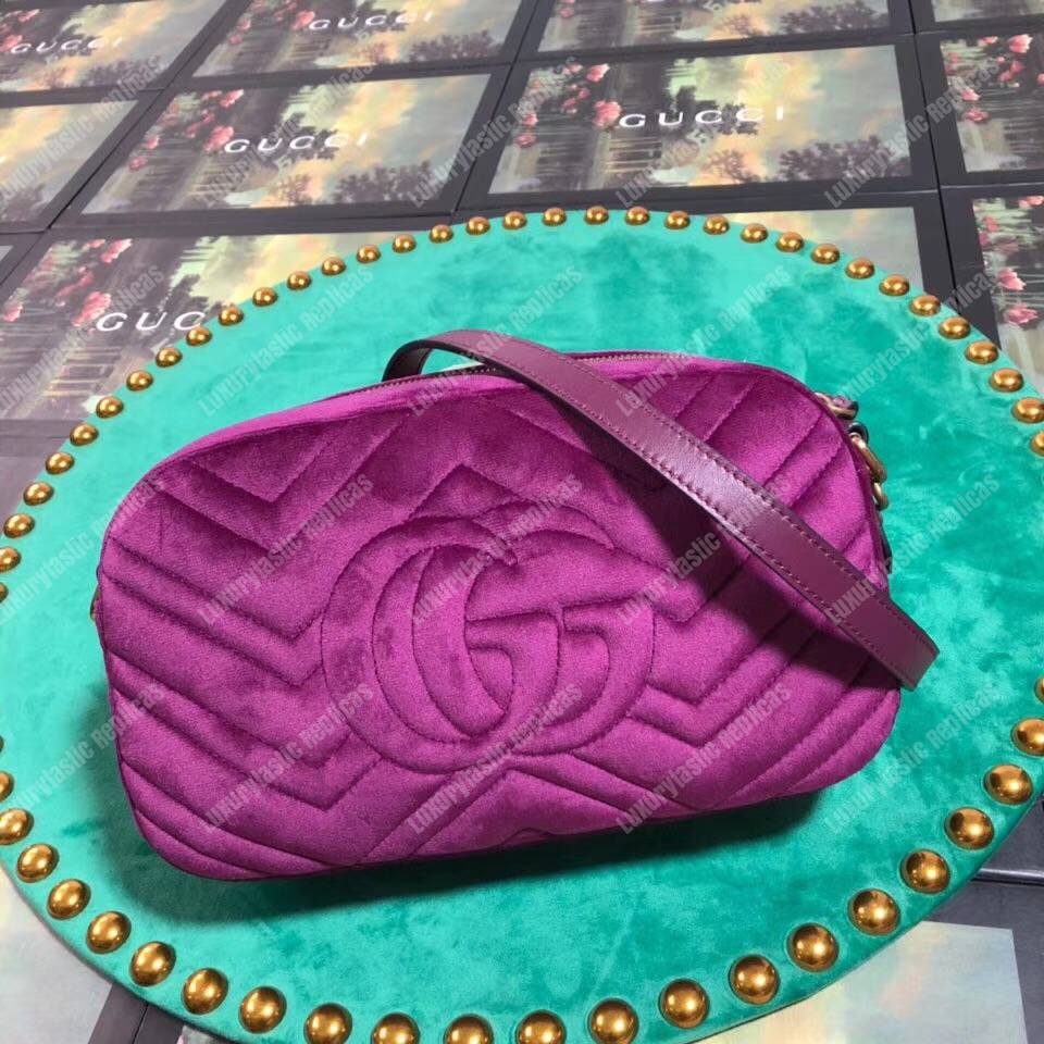 G*u*i gg marmont velvet small shoulder bag fuchsia