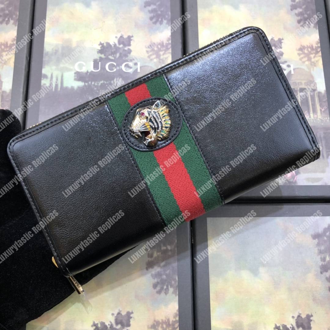 G*u*i rajah zip around wallet leather black