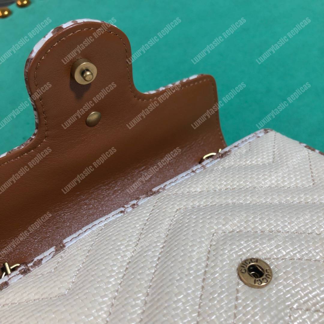 G*u*i gg marmont matelassé super mini bag cream snakeskin trim