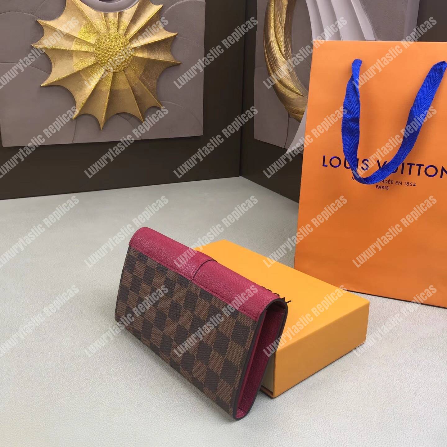 LV Clapton Wallet Damier Ebene Raisin