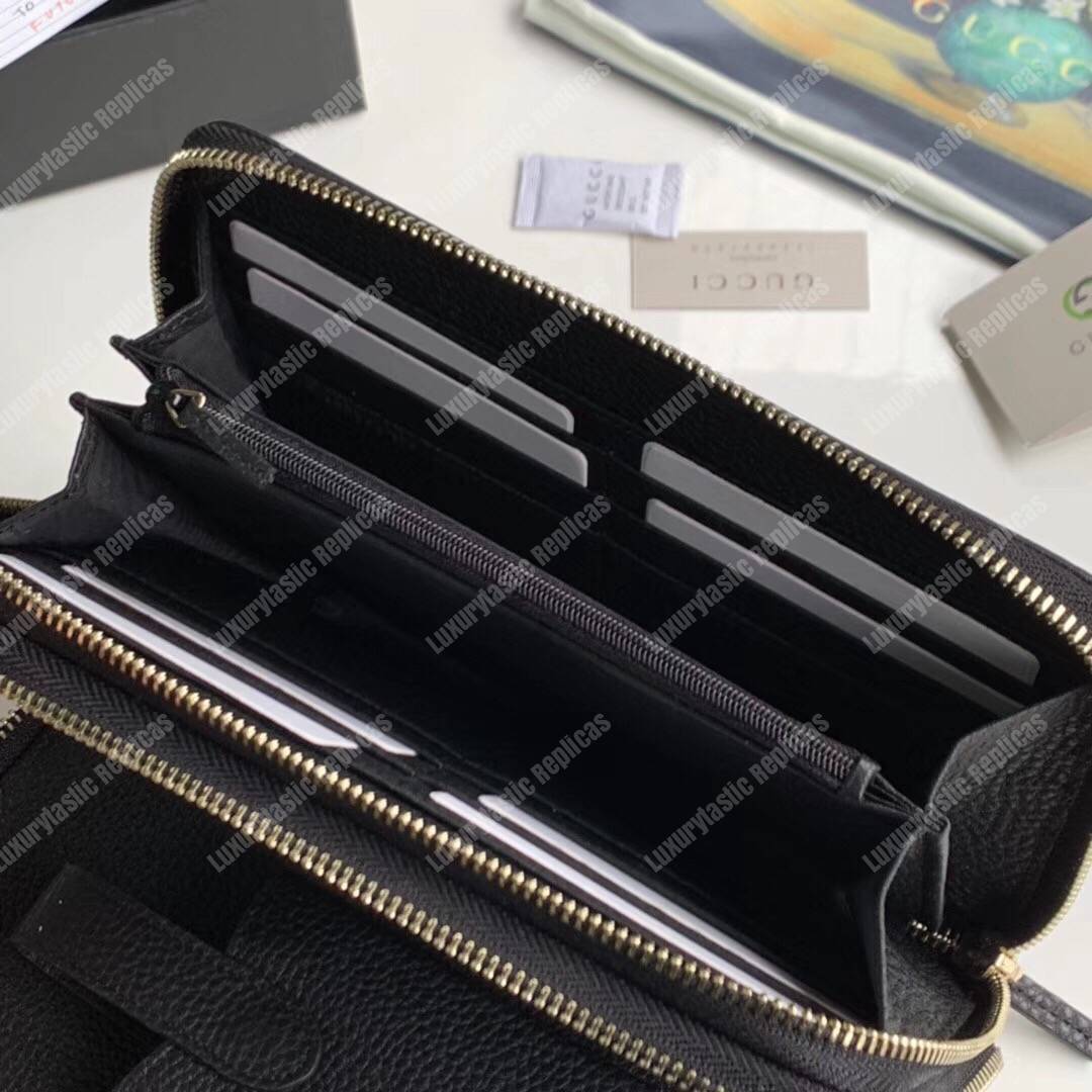 G*u*i pebbled calfskin soho travel document case black