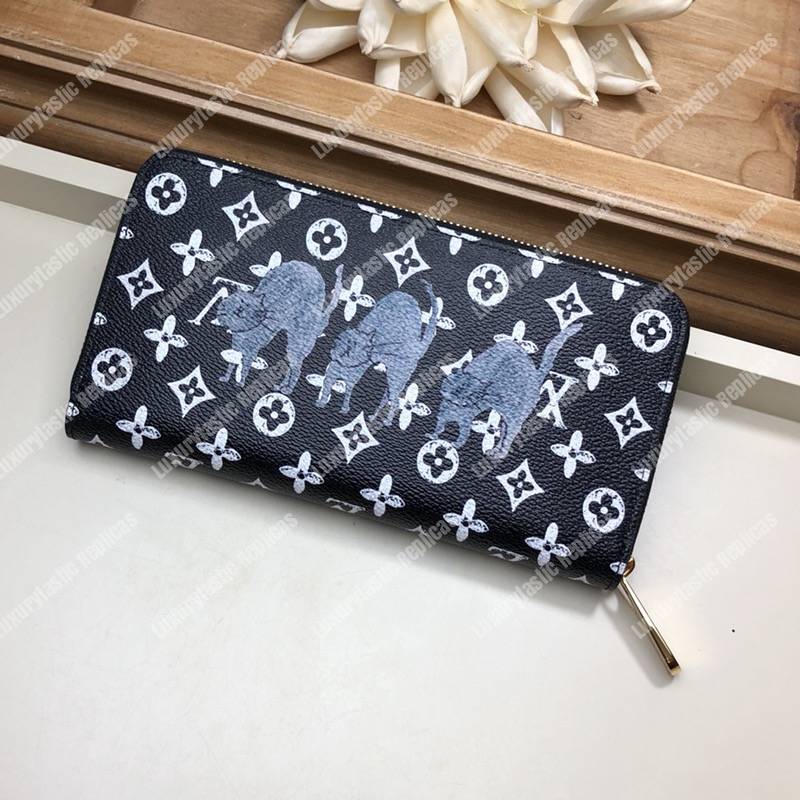 LV Zippy Wallet Catogram Dogs and Cats Black White