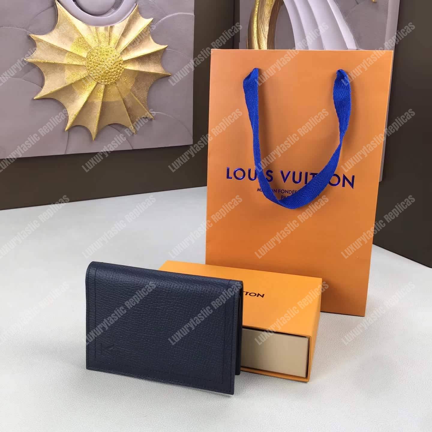 LV Passport Cover Utah Leather Blue Marine