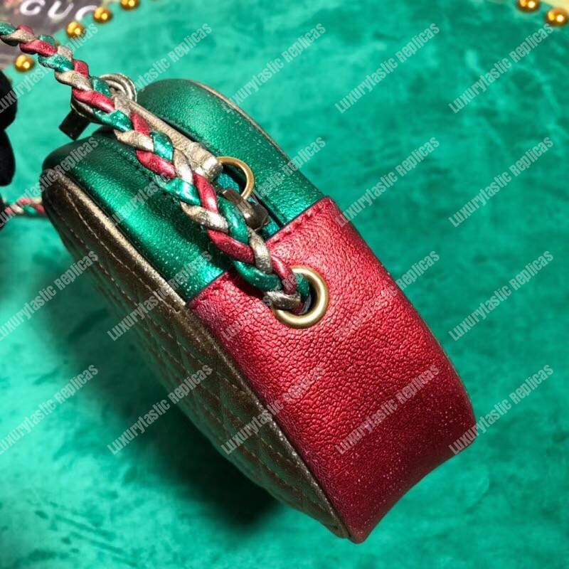 G*u*i laminated leather mini bag red and green
