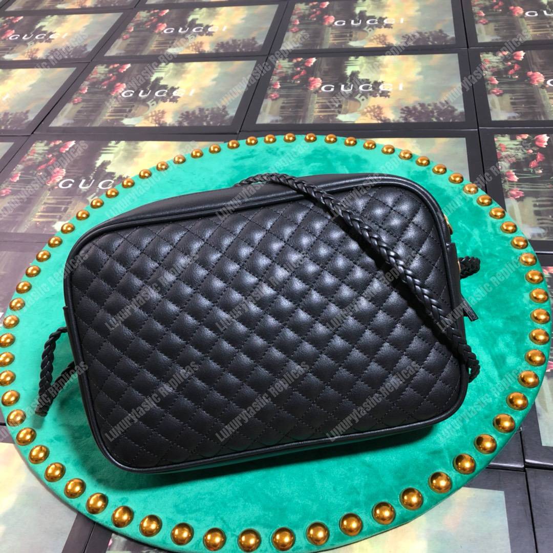 G*u*i quilted leather small shoulder bag black