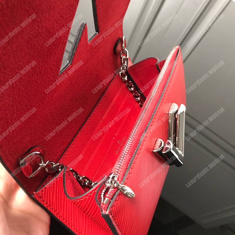 LV Twist Chain Wallet Epi Leather Travel and Trunk-Making Heritage Red