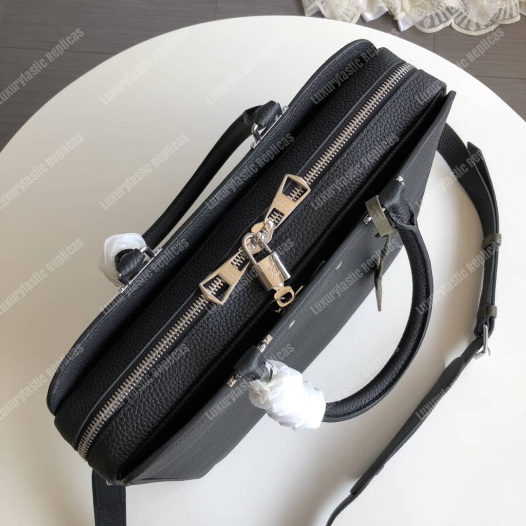 LV Armand Briefcase MM Black/Khaki Green