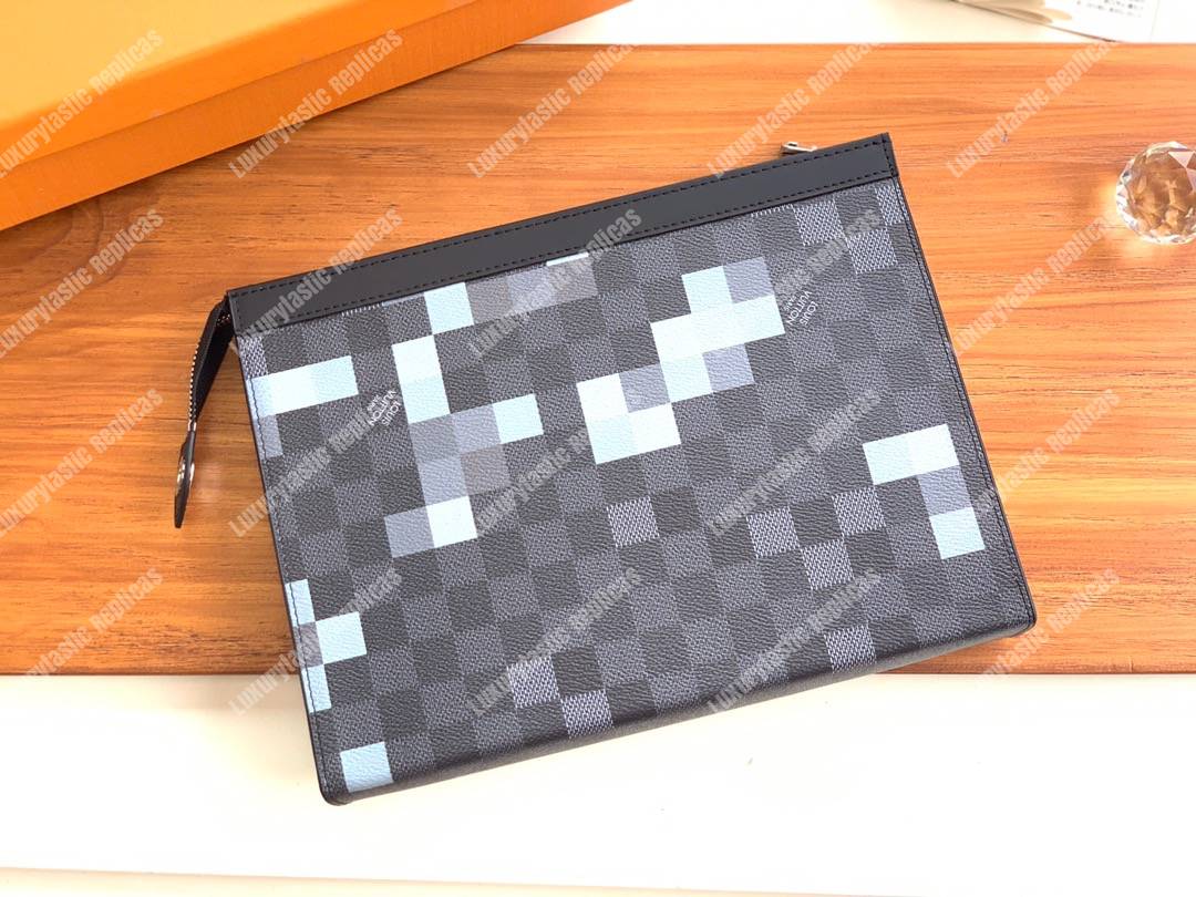 LV Pochette Voyage MM Pixel Monogram Gray