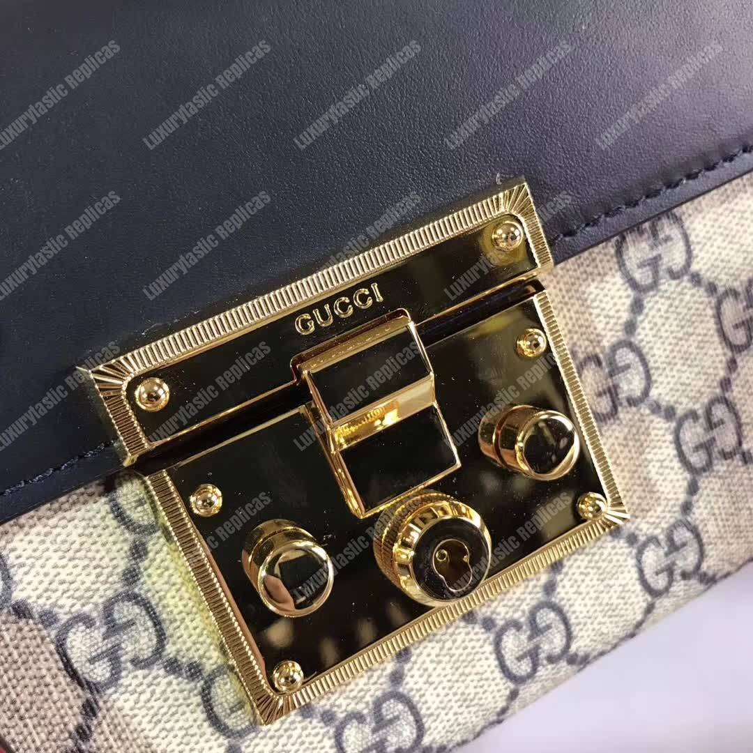 G*u*i padlock small gg shoulder bag black/red