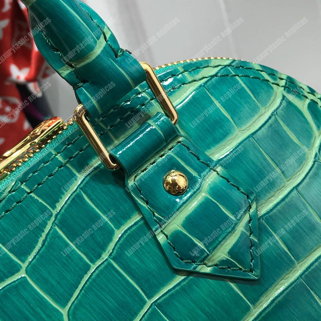 LV Alma BB Crocodilien Brillant Bleu Canard Blue