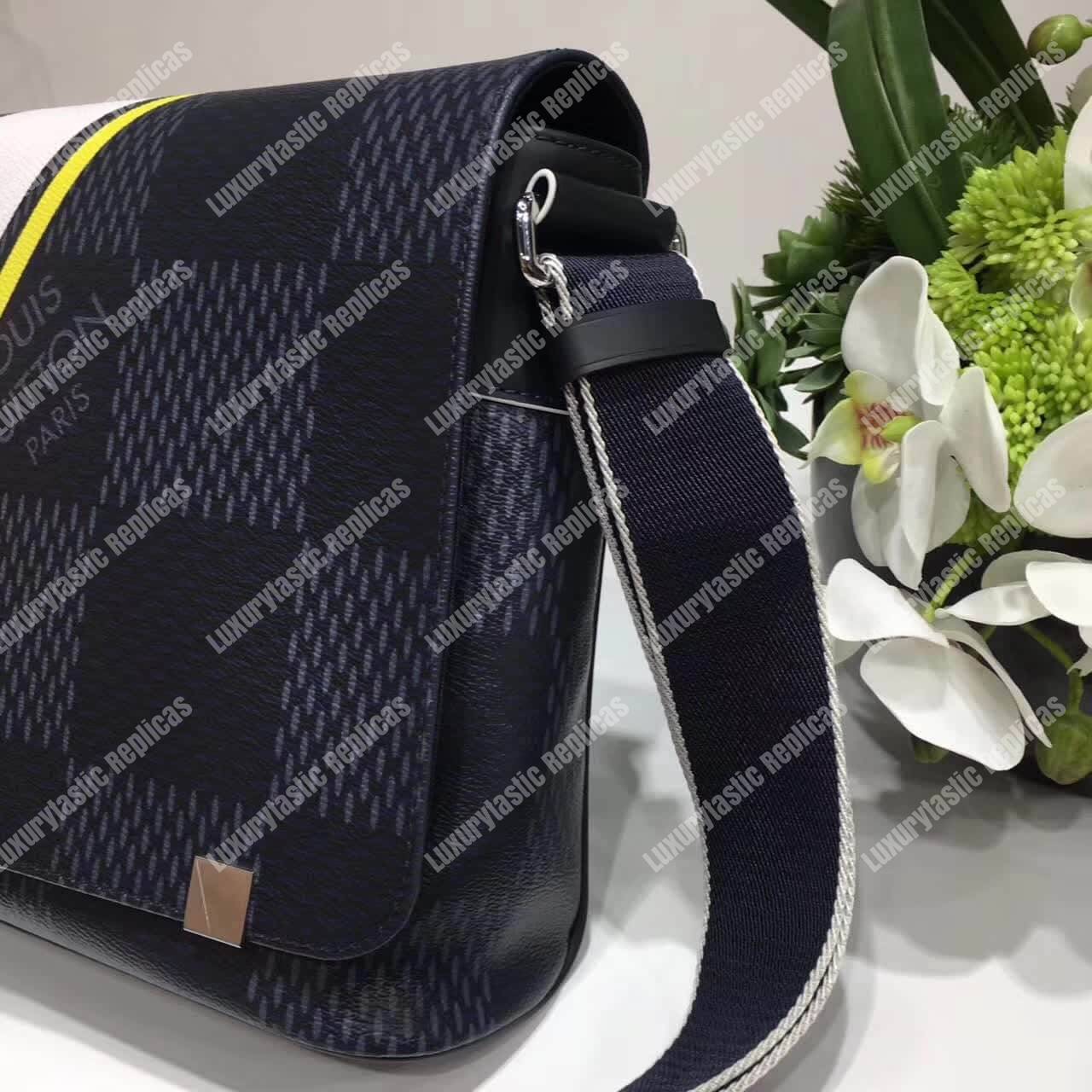 LV District PM Messenger Bag Damier Cobalt Canvas Yellow